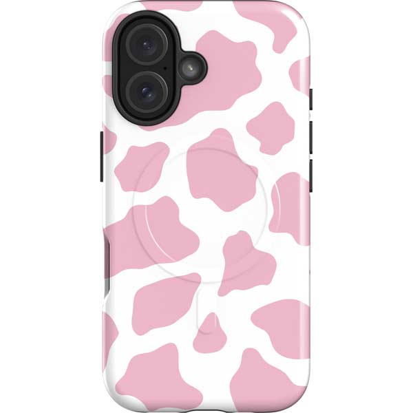 Pink Cow Print iPhone 16 Magsafe Impact Case