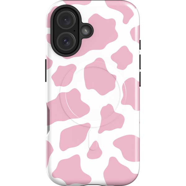 Pink Cow Print iPhone 16 Plus Magsafe Impact Case