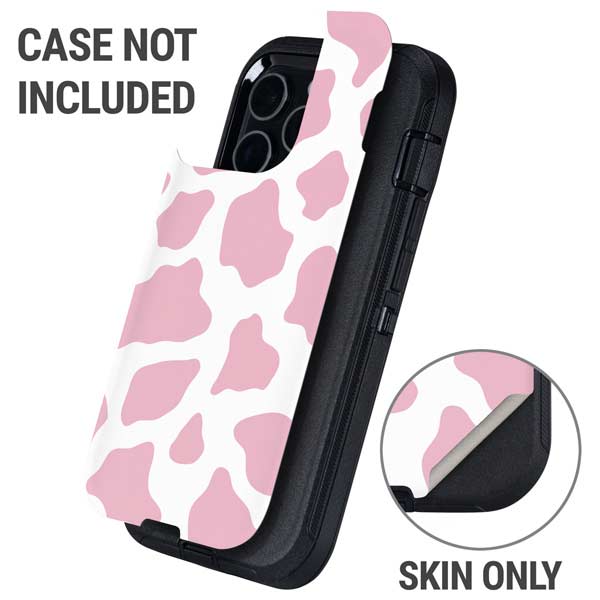 Pink Cow Print Otterbox Defender iPhone Skin