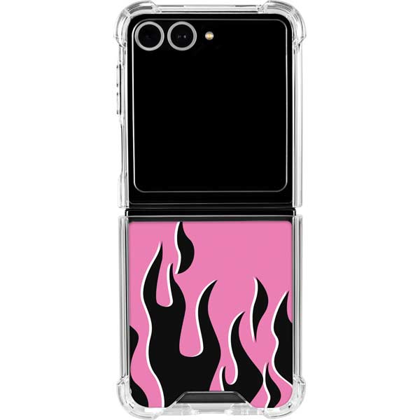 Pink Flames Galaxy Z Flip7 Clear Case