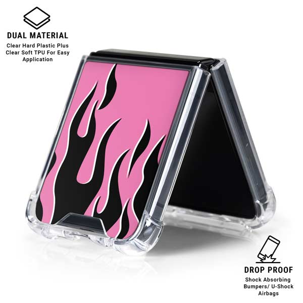 Pink Flames Galaxy Z Flip7 Clear Case