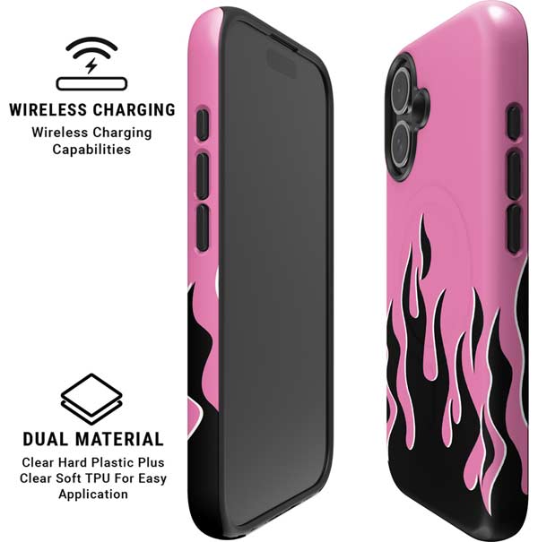 Pink Flames iPhone 16 Magsafe Impact Case