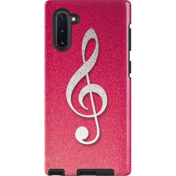 Pink Glitter Music Note Galaxy Cases