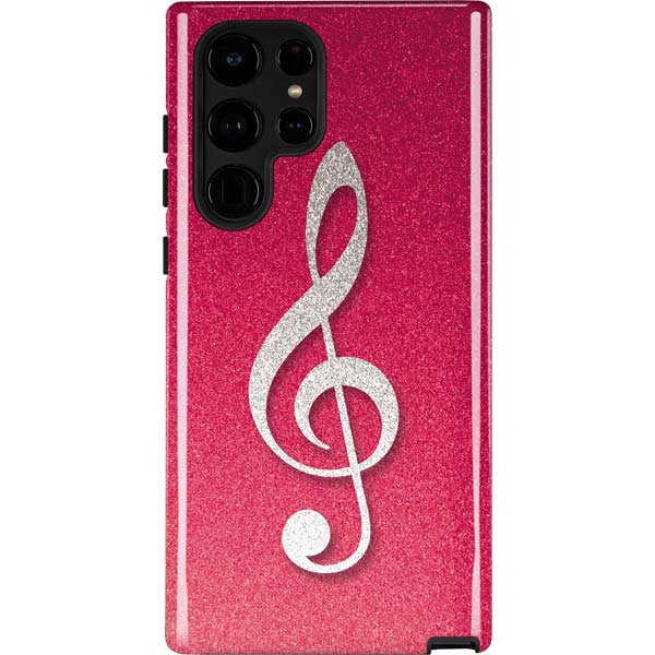 Pink Glitter Music Note Galaxy Cases