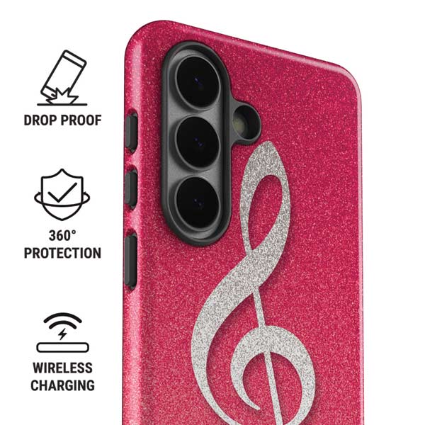 Pink Glitter Music Note Galaxy S26 Impact Case