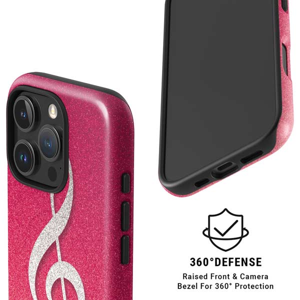 Pink Glitter Music Note iPhone 16 Pro Magsafe Impact Case
