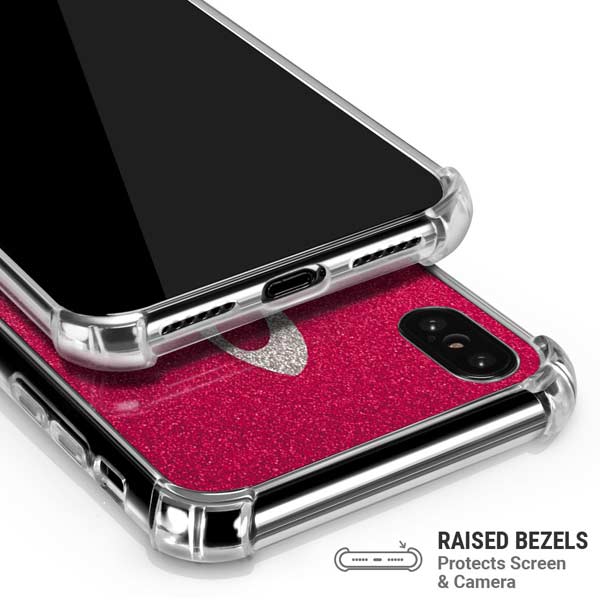 Pink Glitter Music Note iPhone X/XS Clear Case