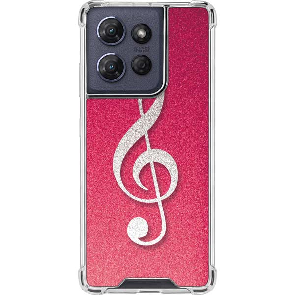Pink Glitter Music Note Moto G Play 5G (2025) Clear Case