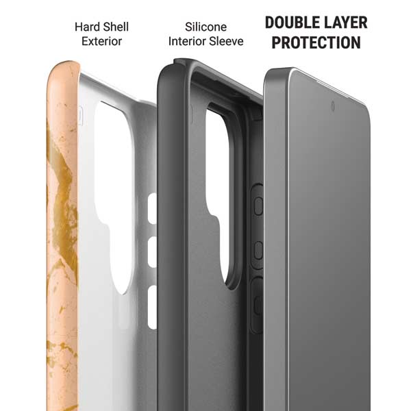 Pink Gold and Black Marble Galaxy S26 Ultra Impact Case