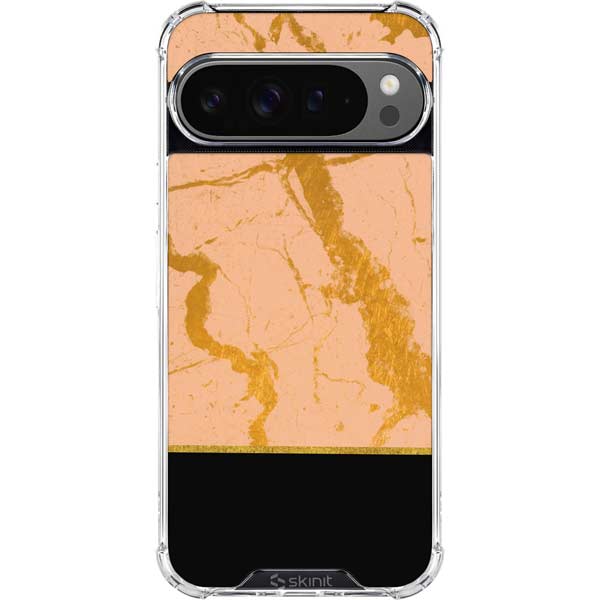 Pink Gold and Black Marble Google Pixel 10 Pro Clear Case