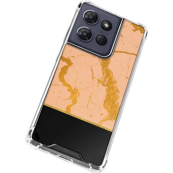 Pink Gold and Black Marble Moto G 5G (2025) Clear Case