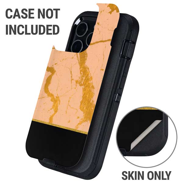 Pink Gold and Black Marble Otterbox Defender iPhone Skin