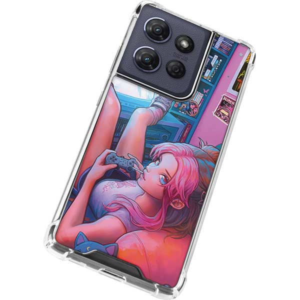 Pink Hair Anime Gamer Girl by Ivy Dolamore Moto G Power 5G (2025) Clear Case