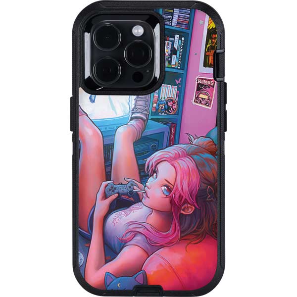 Pink Hair Anime Gamer Girl by Ivy Dolamore Otterbox Defender iPhone Skin
