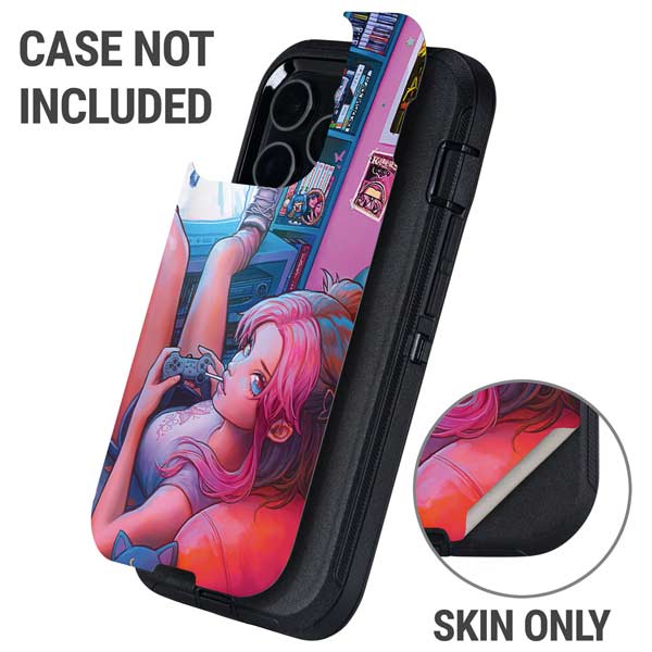 Pink Hair Anime Gamer Girl by Ivy Dolamore Otterbox Defender iPhone Skin