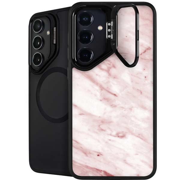 Pink Marble Galaxy S25 Plus Kickstand Case