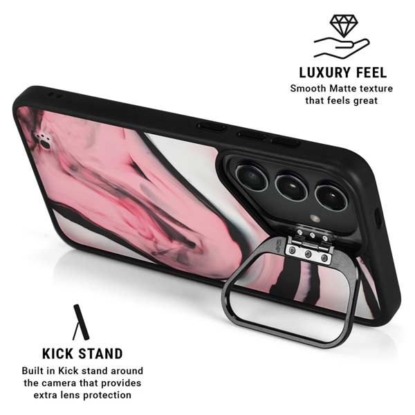 Pink Marble Ink Galaxy S25 Plus Kickstand Case