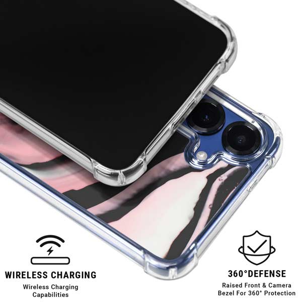 Pink Marble Ink Galaxy S25 Plus Clear Case