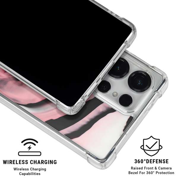 Pink Marble Ink Galaxy S25 Ultra Clear Case