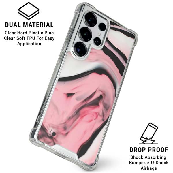 Pink Marble Ink Galaxy S25 Ultra Clear Case