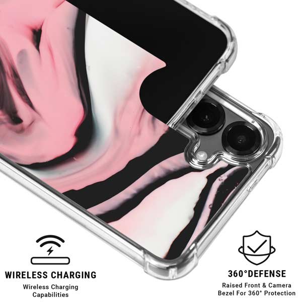 Pink Marble Ink Galaxy S26 Plus Clear Case