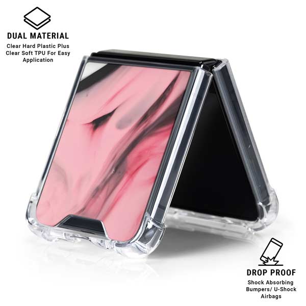 Pink Marble Ink Galaxy Z Flip7 Clear Case