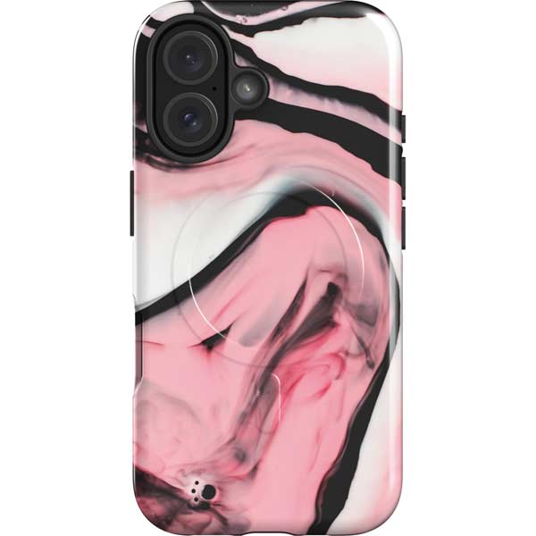Pink Marble Ink iPhone 16 Plus Magsafe Impact Case