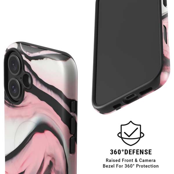 Pink Marble Ink iPhone 16 Plus Magsafe Impact Case