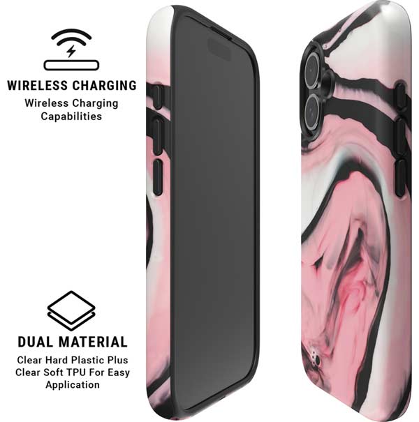 Pink Marble Ink iPhone 16 Plus Magsafe Impact Case