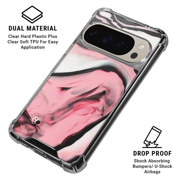 Pink Marble Ink Pixel 9 Pro XL Clear Case
