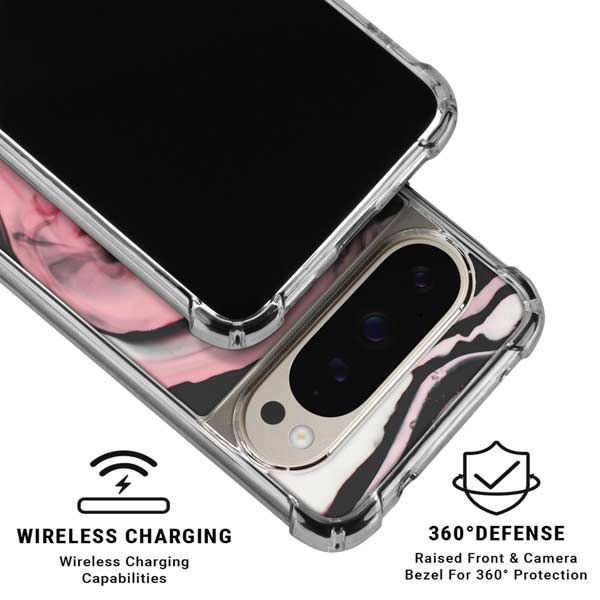 Pink Marble Ink Pixel 9 Pro XL Clear Case