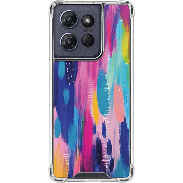Pink Sparkle Brush Stroke by Etta Vee Moto G 5G (2025) Clear Case