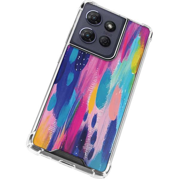 Pink Sparkle Brush Stroke by Etta Vee Moto G 5G (2025) Clear Case
