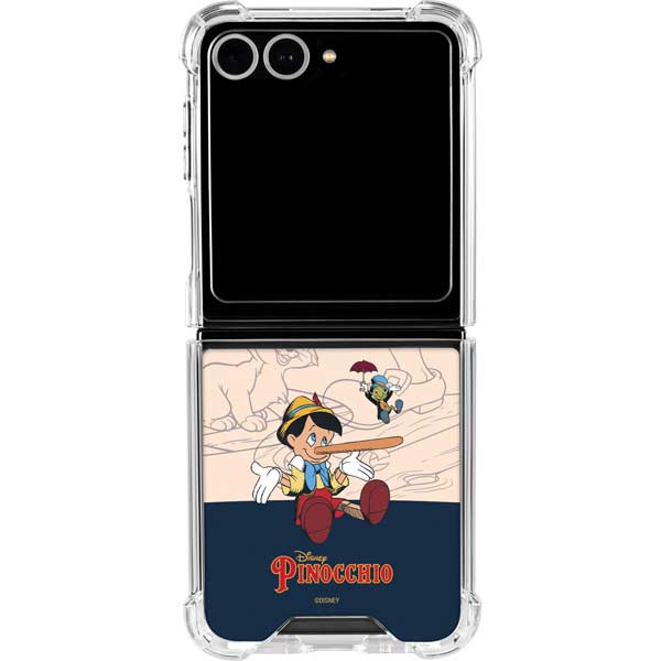 Disney Pinocchio and Jiminy Cricket Galaxy Z Flip7 Clear Case