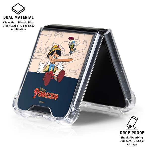Disney Pinocchio and Jiminy Cricket Galaxy Z Flip7 Clear Case
