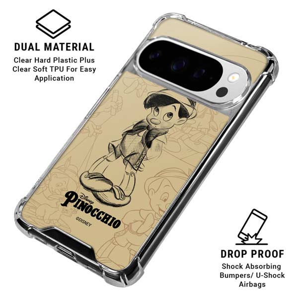Disney Pinocchio Sketches Portrait Google Pixel 10 Pro Clear Case