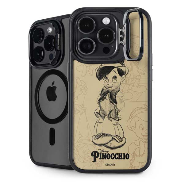 Disney Pinocchio Sketches Portrait iPhone 14 Pro Kickstand Case
