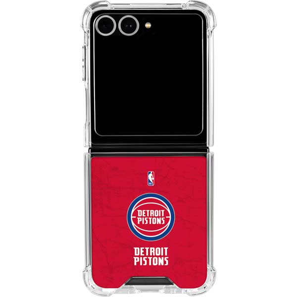 NBA Detroit Pistons Distressed Galaxy Z Flip7 Clear Case