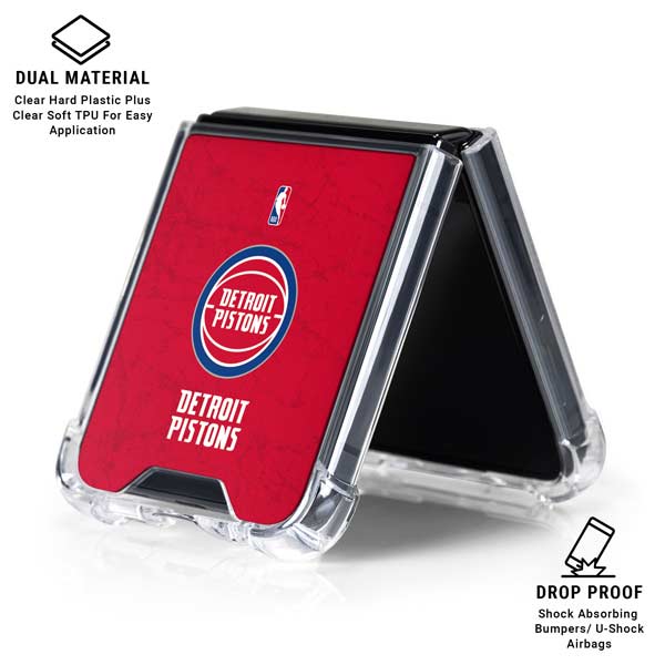 NBA Detroit Pistons Distressed Galaxy Z Flip7 Clear Case
