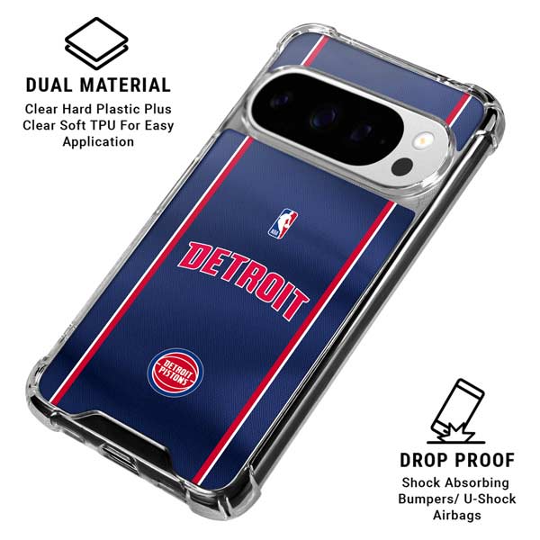 NBA Detroit Pistons Jersey Google Pixel 10 Pro XL Clear Case