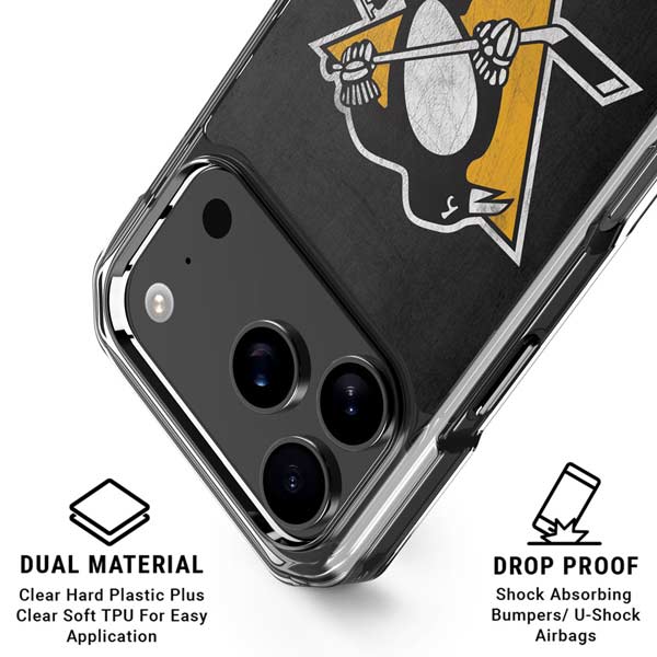 NHL Pittsburgh Penguins Distressed iPhone 17 Pro Clear Case