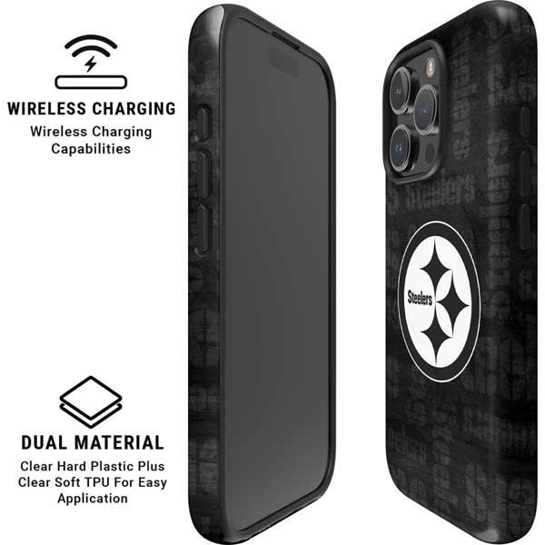 NFL Pittsburgh Steelers Black & White iPhone 16 Pro Max Magsafe Impact Case
