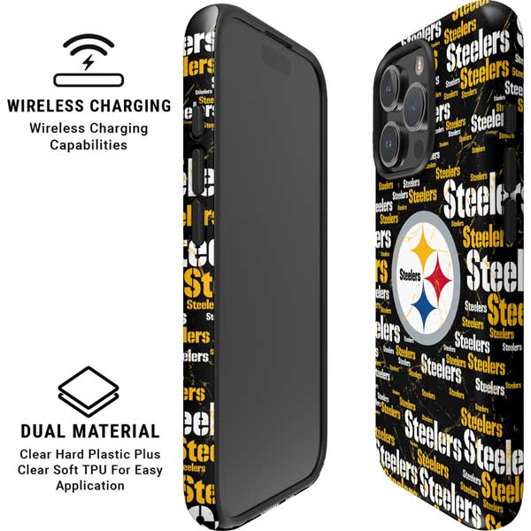 NFL Pittsburgh Steelers Black Blast iPhone 16 Pro Max Magsafe Impact Case