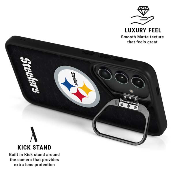 NFL Pittsburgh Steelers Distressed Galaxy S26 Plus Kickstand Case