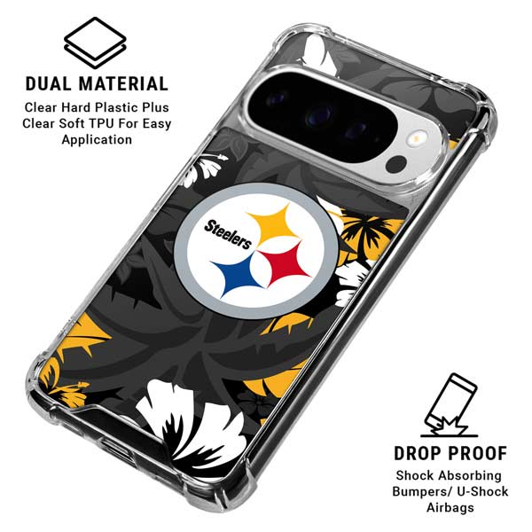 NFL Pittsburgh Steelers Tropical Print Google Pixel 10 Pro XL Clear Case