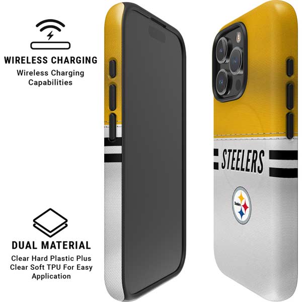 NFL Pittsburgh Steelers White Striped iPhone 16 Pro Max Magsafe Impact Case