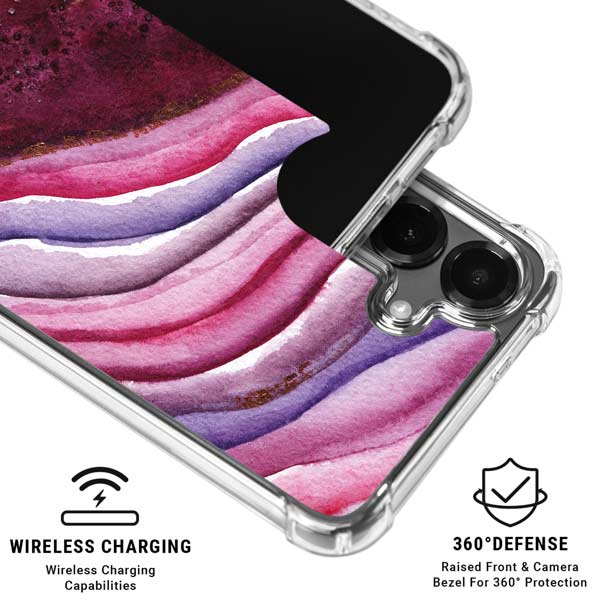 Plum Watercolor Geode Galaxy S26 Clear Case
