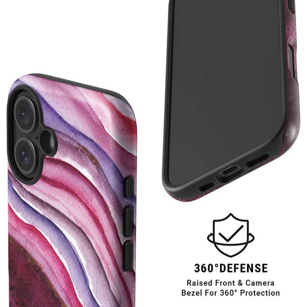 Plum Watercolor Geode iPhone 16 Magsafe Impact Case