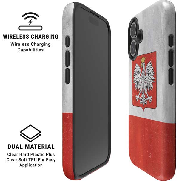 Poland Flag Distressed iPhone 16 Magsafe Impact Case