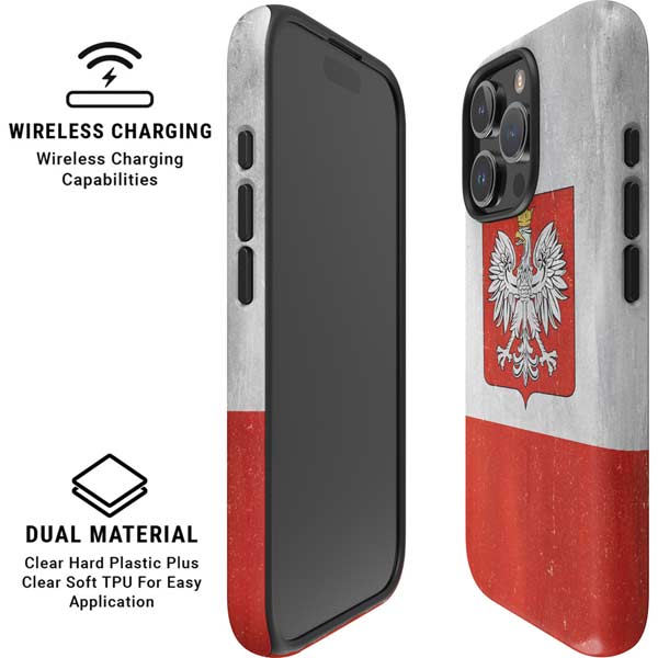 Poland Flag Distressed iPhone 16 Pro Magsafe Impact Case